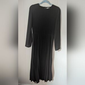 Black Pleated Midi length dress